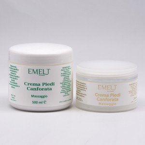 EMELT - CREMA PIEDI CANFORATA Trattamento cosmetico specifico per stimolare e riattivare la circolazione di piedi e gambe stanchi e pesanti. Nutre e idrata donando benessere e sollievo.